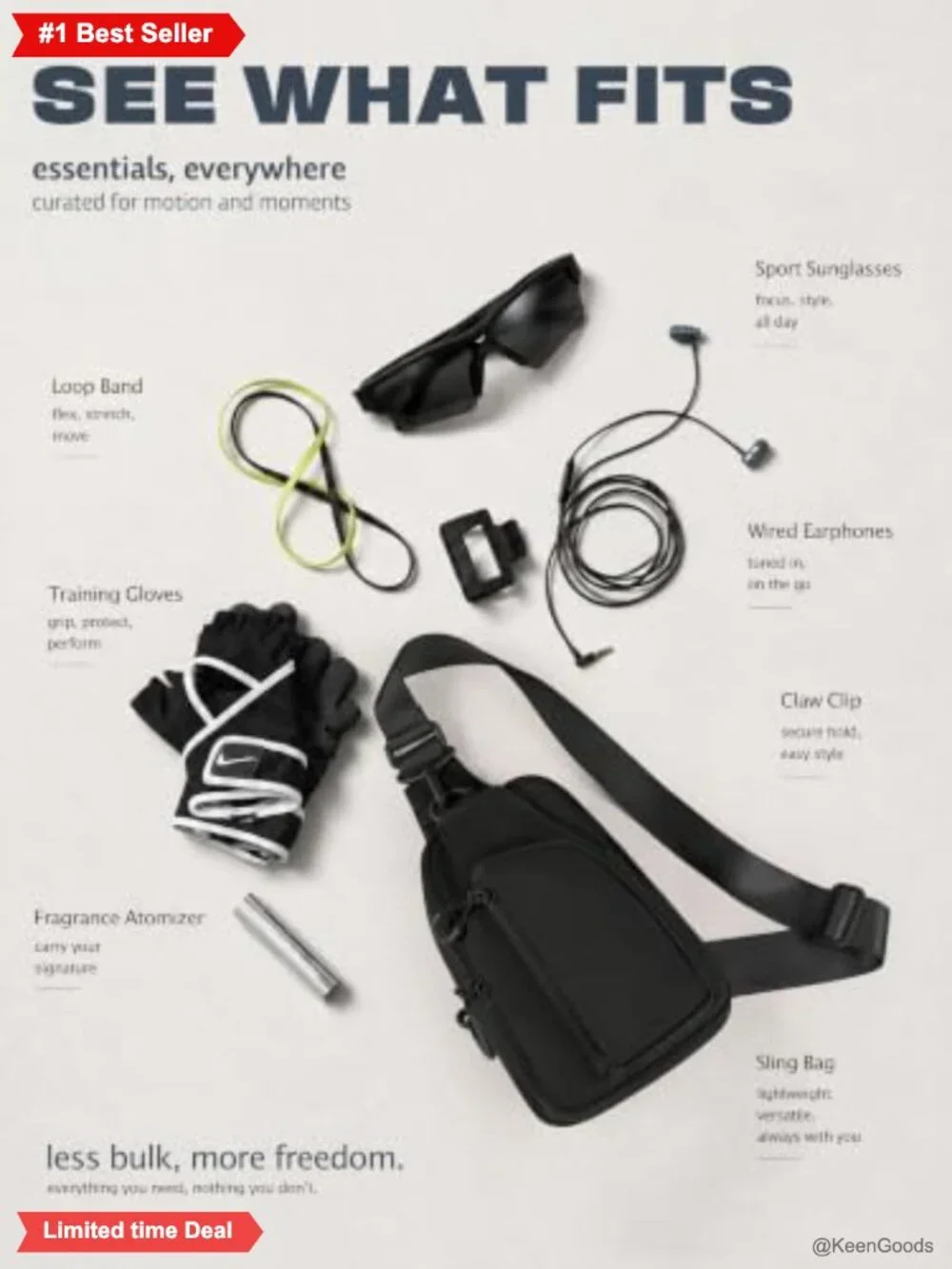Nylon Sling Bag Adjustable Strap Crossbody Chest Backpack Travel Hiking